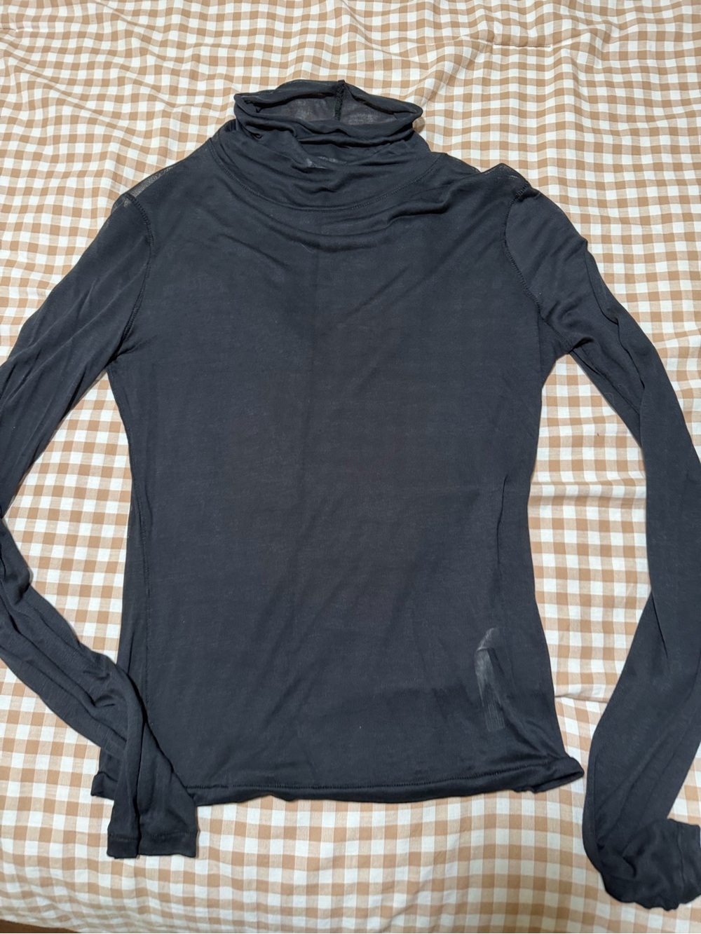 Free People Black Long-Sleeve Sheer Turtleneck